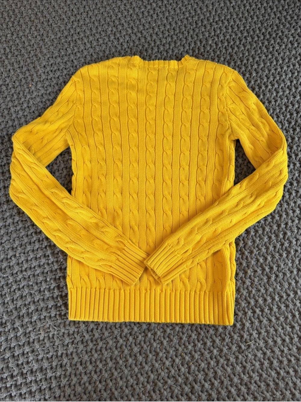 Ralph Lauren Yellow Cable Knit 100% Cotton Crewneck Sweater Women Size S - Picture 9 of 9